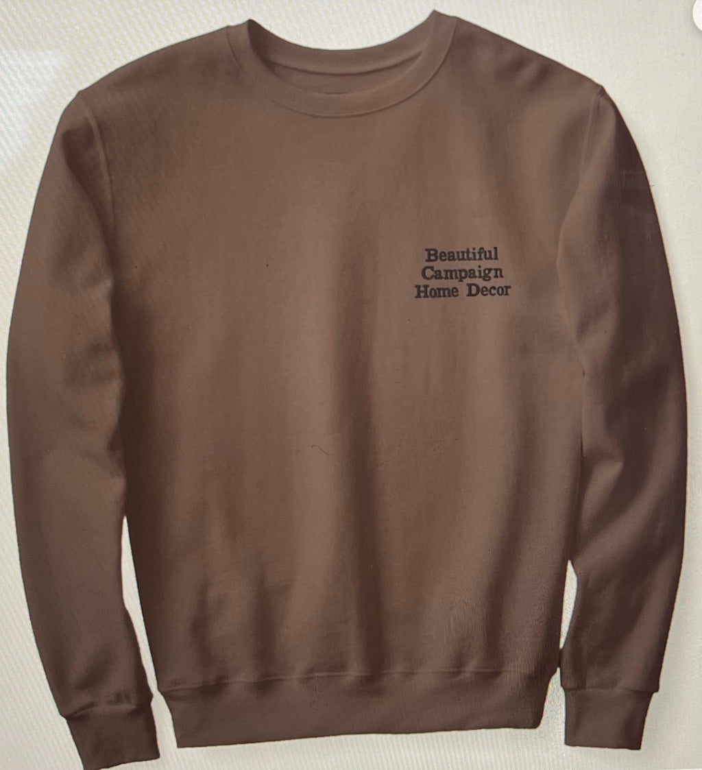 Beautiful Campaign Home Decor Brown Crewneck Sweatshirt